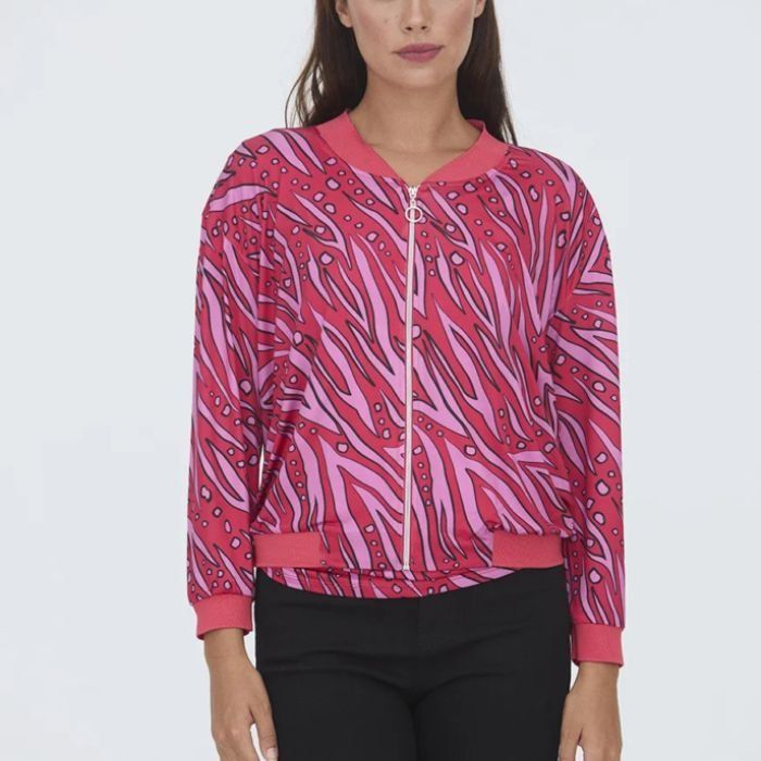 Chaqueta cremallera estampado rojo y rosa de WNT Collection