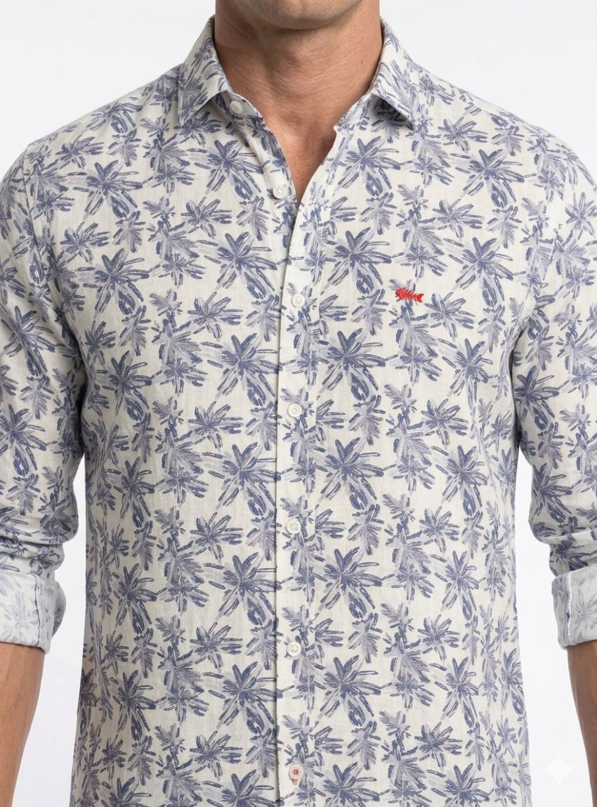 Camisa flores azules  de Dark & Fish