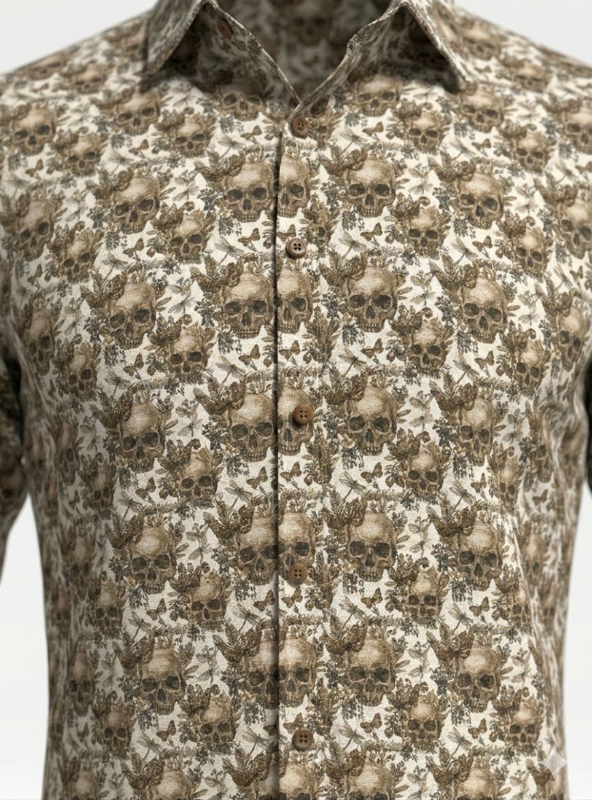 Camisa calaveras y mariposas de Yellow Skin