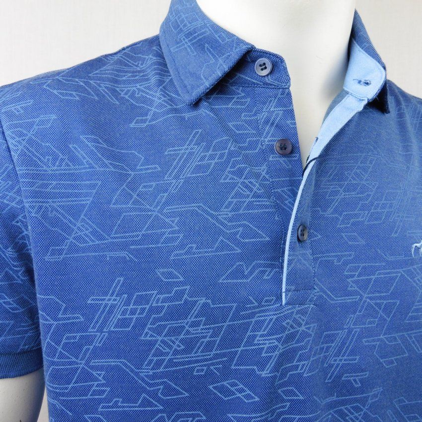 Polo azul dibujos geométricos de Dos Galgos