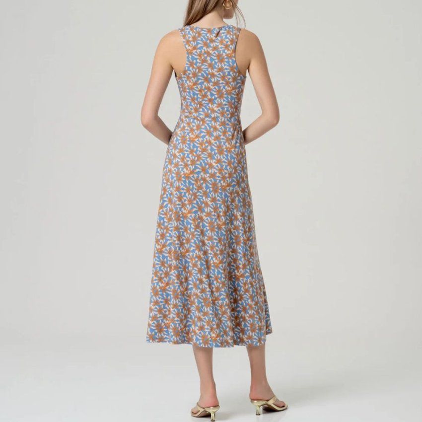 Vestido largo flores naranja y azul de Surkana