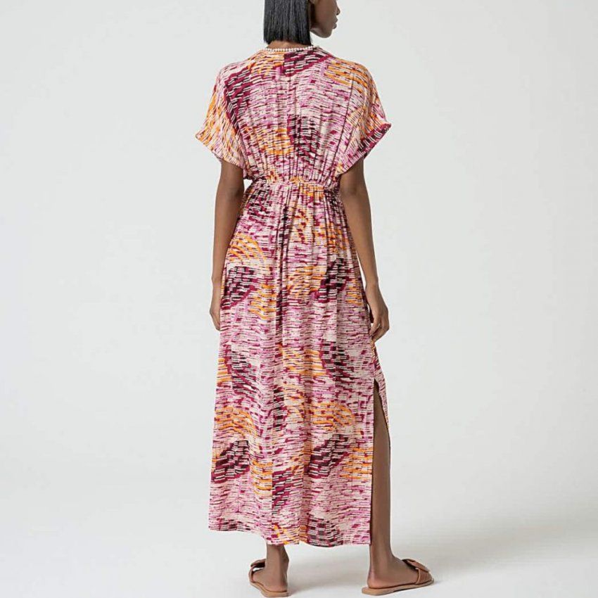 Vestido largo estampado tonos rosas de Surkana