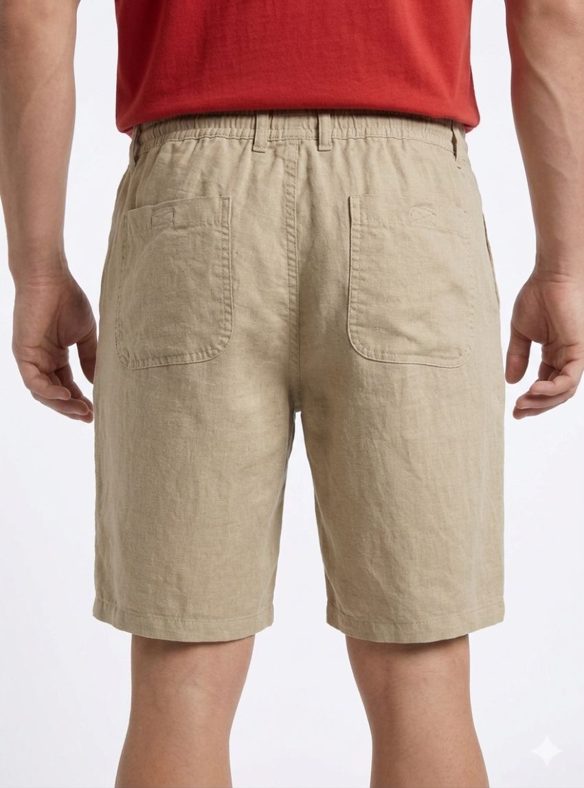 Pantalón corto lino goma arena de Tayron's