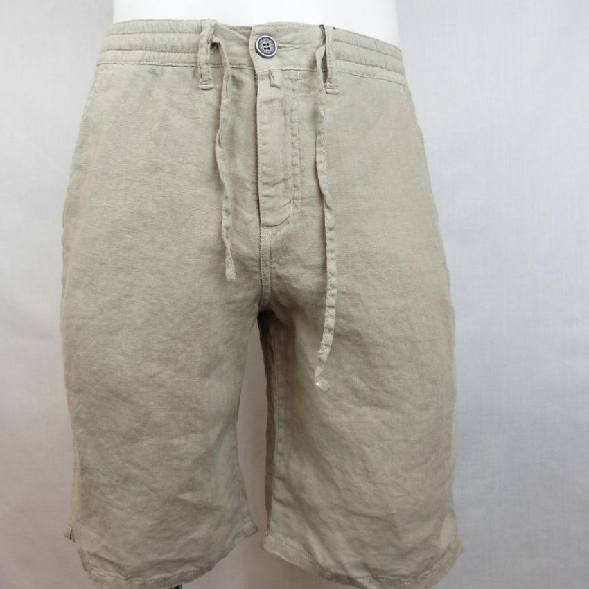 Pantalón corto lino goma arena de Tayron's