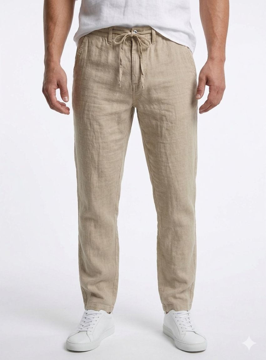 Pantalón lino goma arena de Tayron's