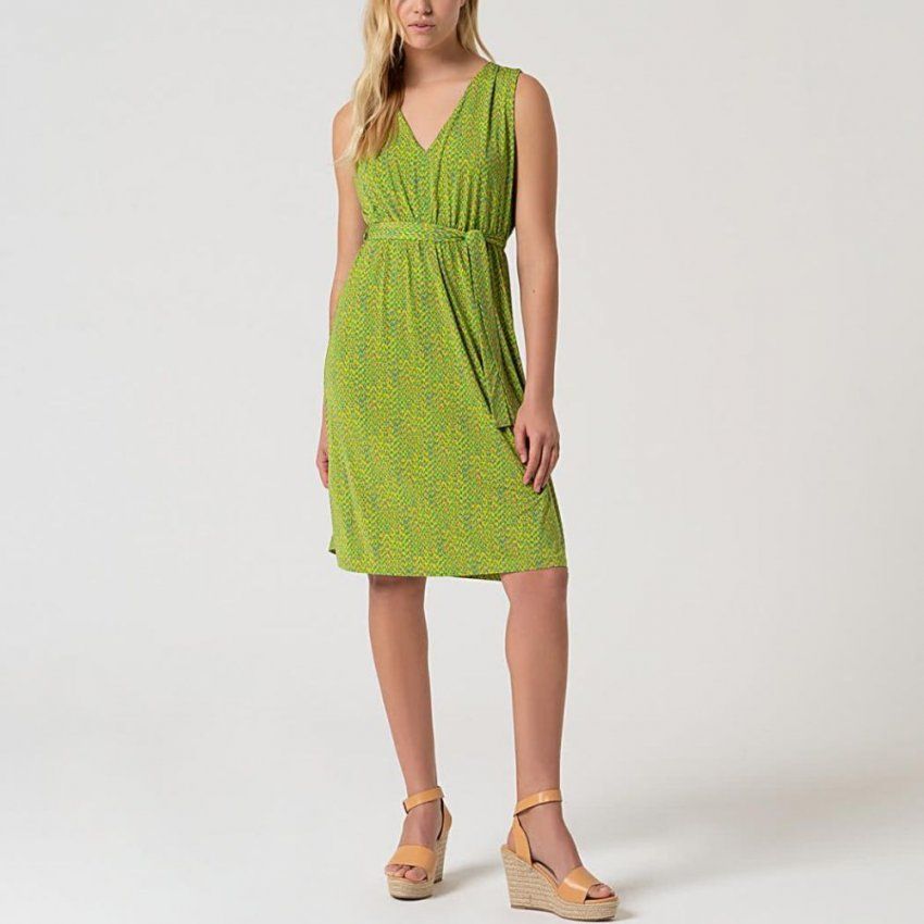 Vestido estampado pequeño verde y naranja de Surkana