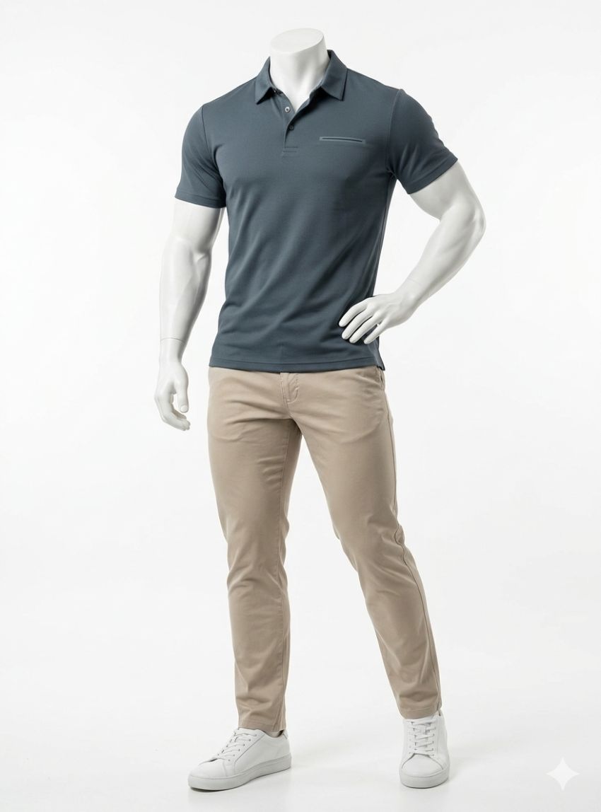 Polo azul mini dibujo TECH FIT de Dos Galgos