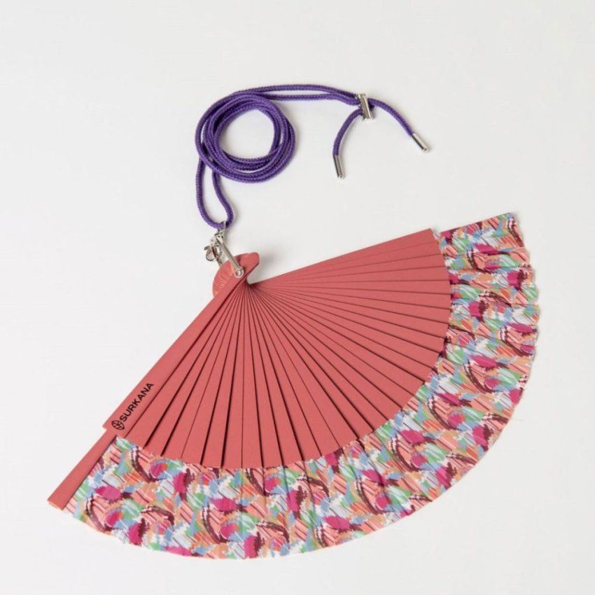 Abanico estampado rosa de Surkana