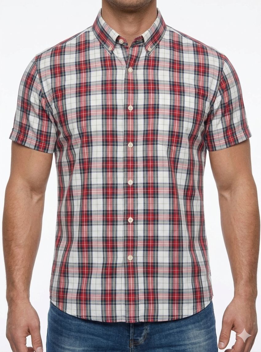 Camisa cuadros rojo  marino de VNTO