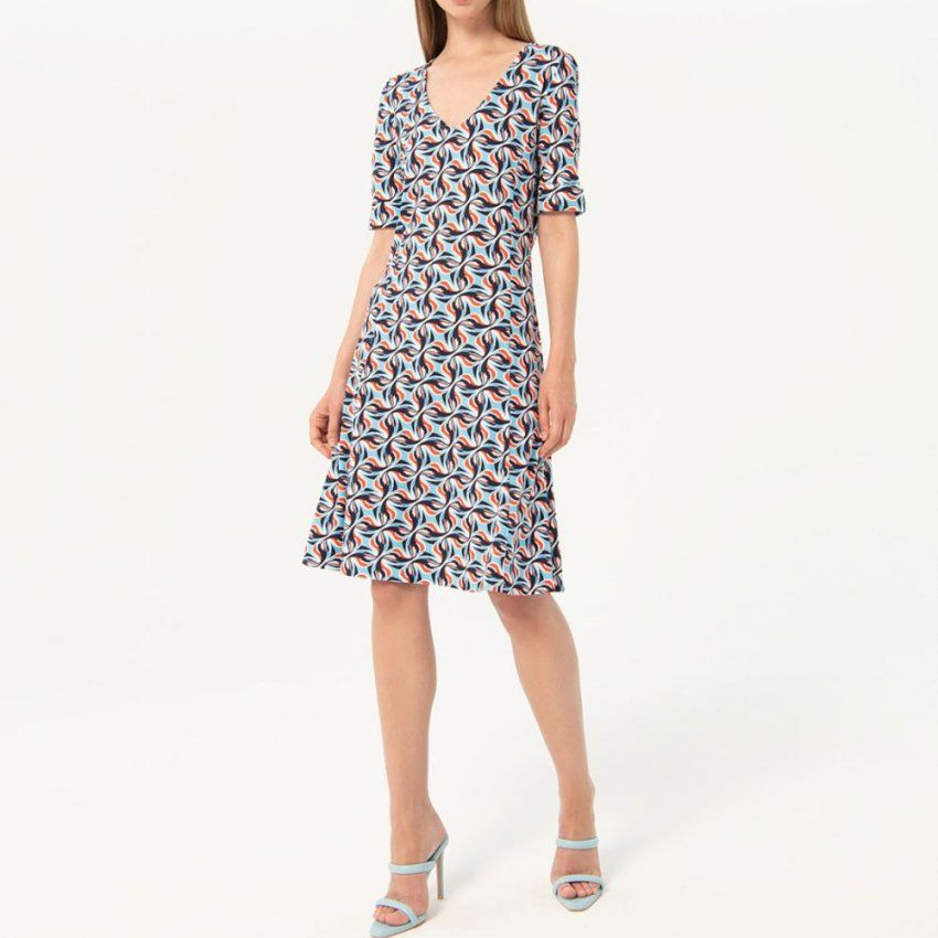 Vestido estampado azules y naranja de Surkana