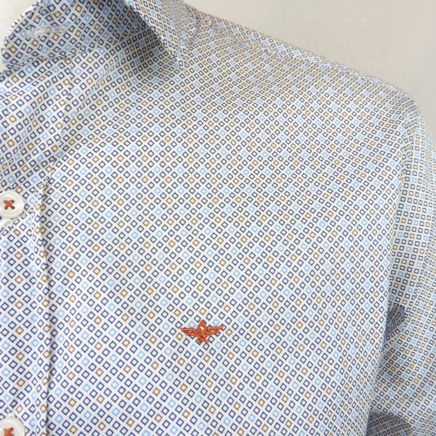 Camisa mini rombos azules marrón de Corsare