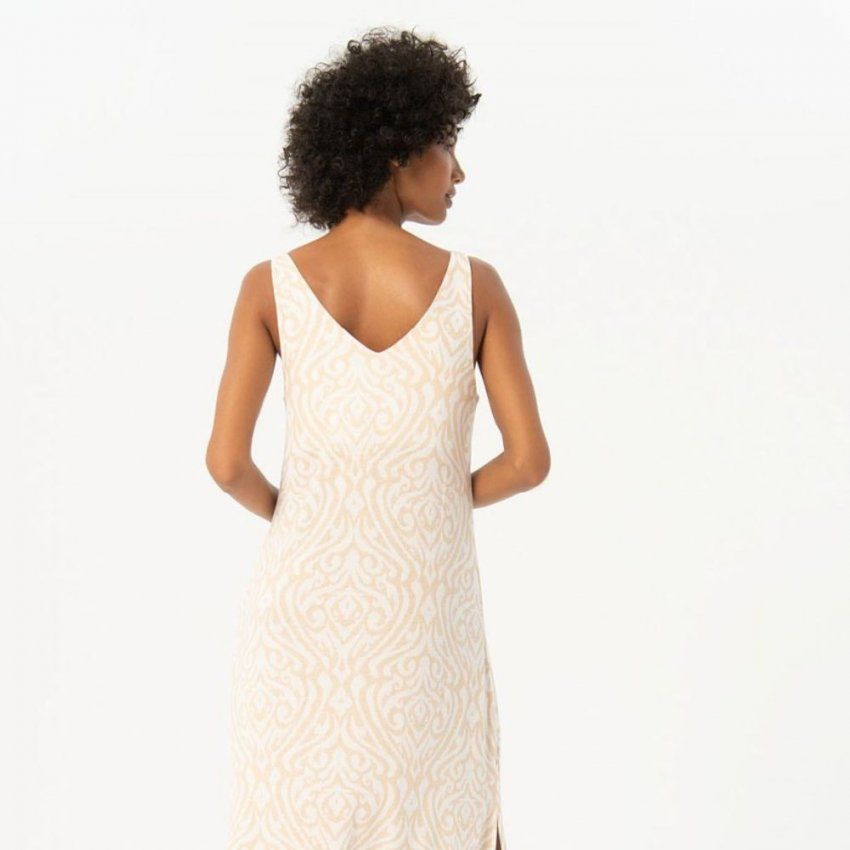 Vestido blanco estampado grande arena de Surkana