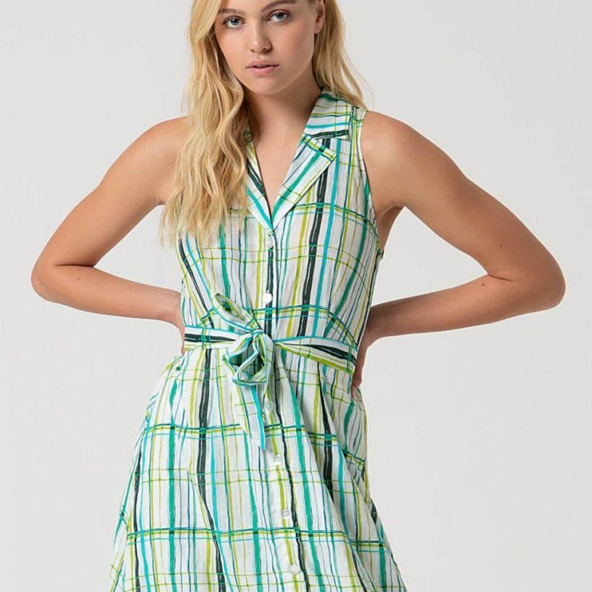 Vestido largo cuadros verdes de Surkana