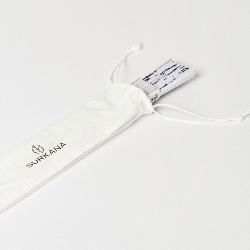 Abanico estampado blanco de Surkana