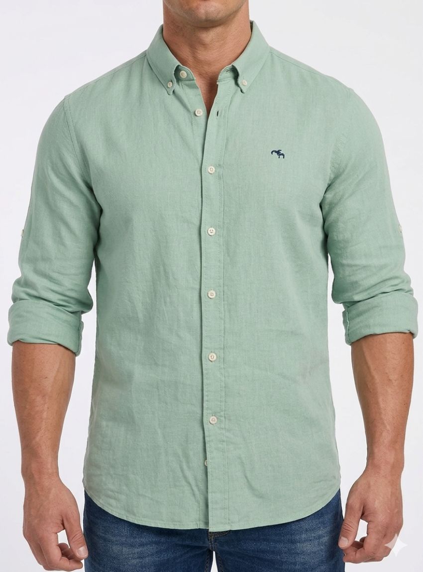 Camisa lino verde de Dos Galgos