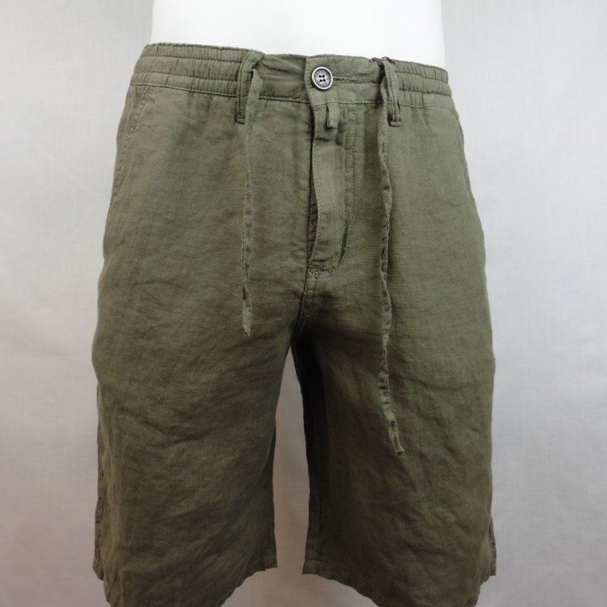 Pantalón corto lino goma verde de Tayron's