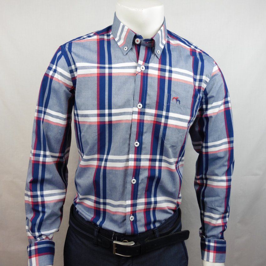 Camisa cuadros azul y rojo de Dos Galgos
