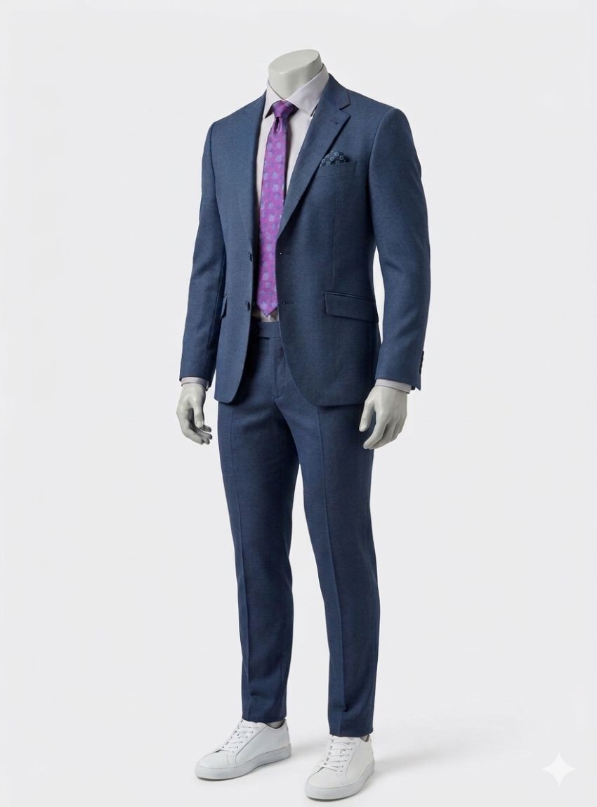 Traje azul tinta mini puntos de Alexander & Co.