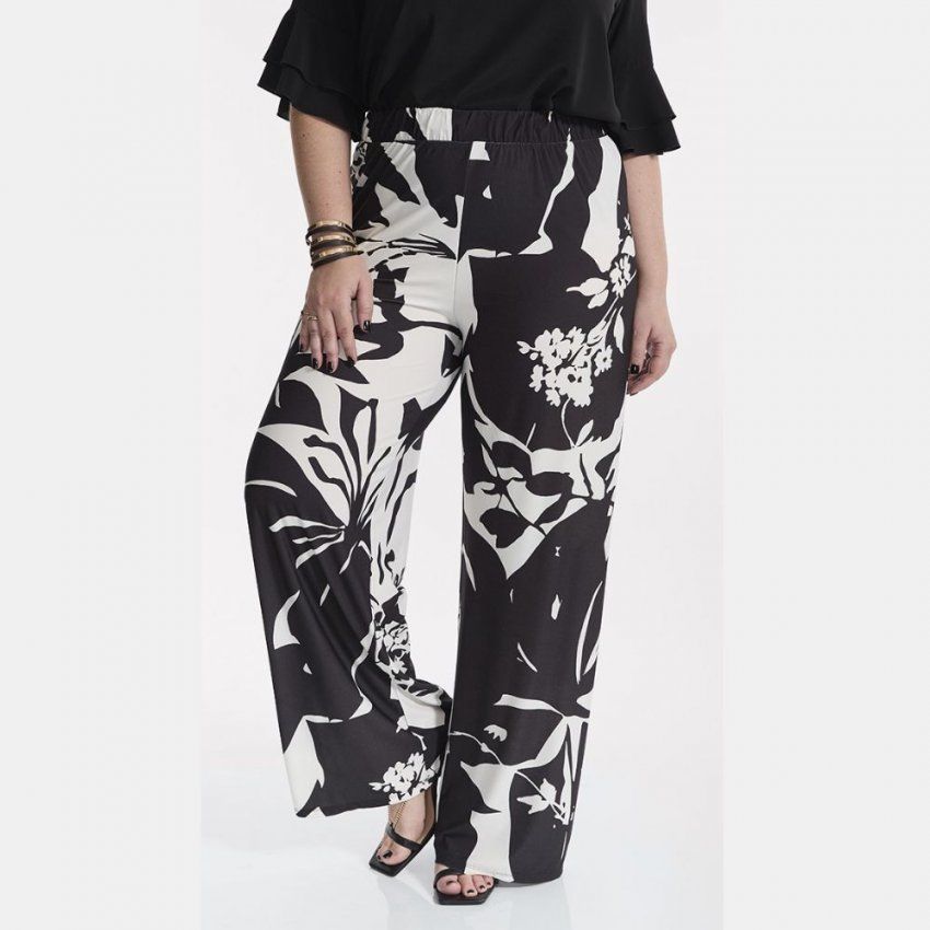 Pantalón palazzo punto blanco y negro de SPG Woman