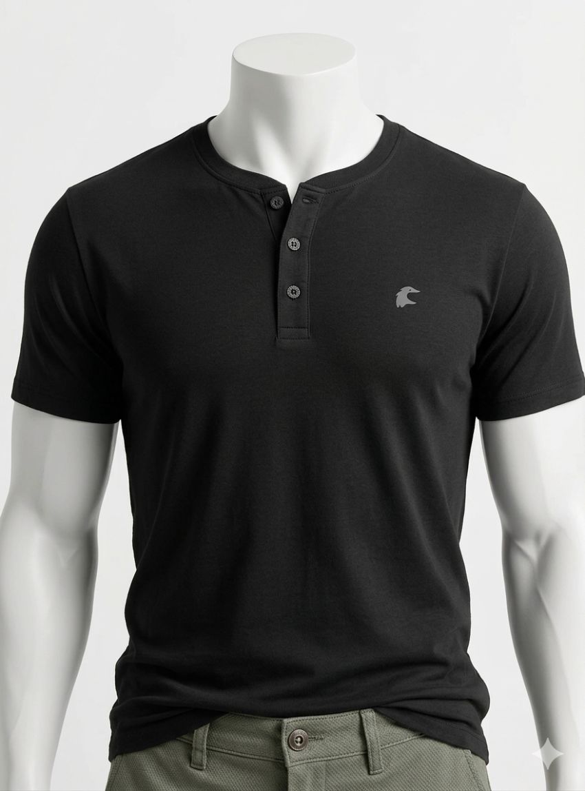 Camiseta botones negra de Dos Galgos