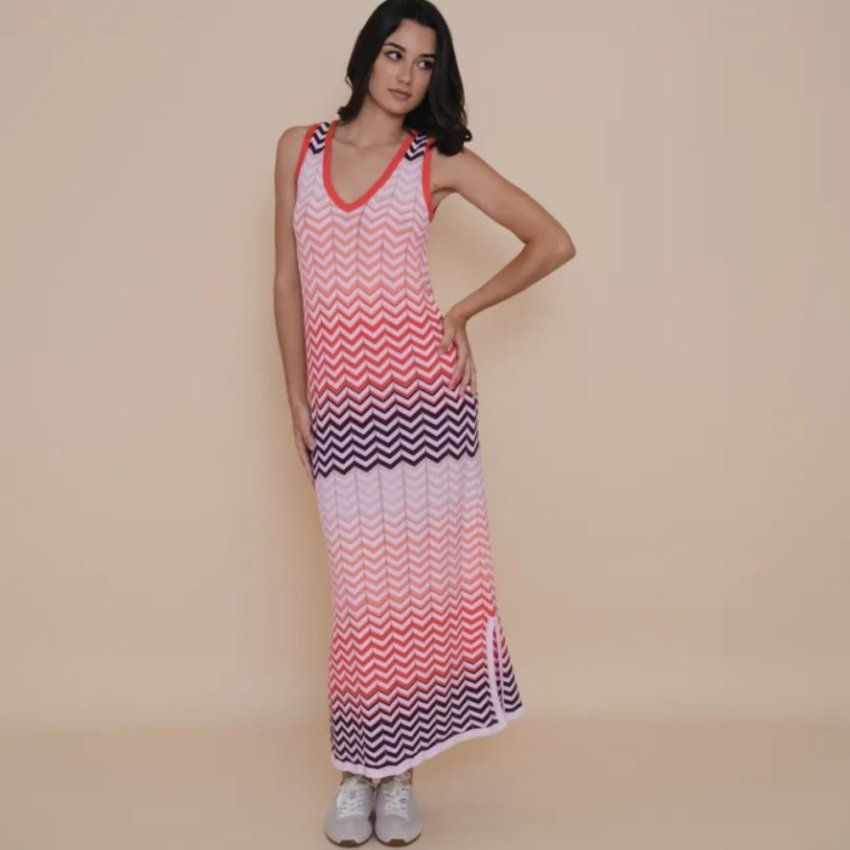 Vestido de punto dibujo zigzag de WNT Collection