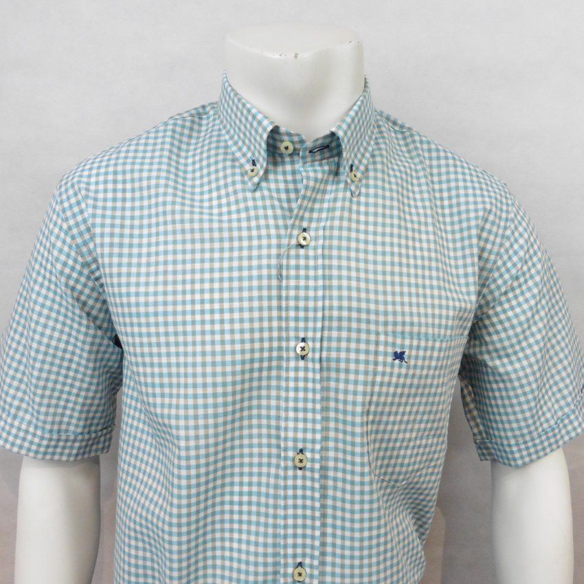 Camisa m/c cuadros turquesa de VNTO