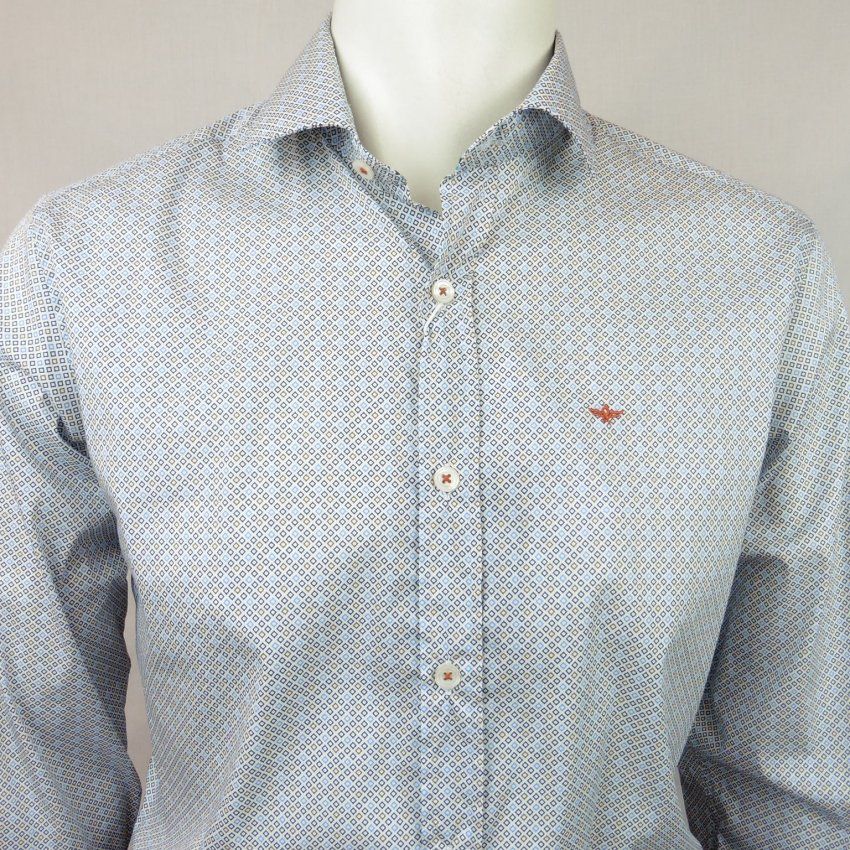 Camisa mini rombos azules marrón de Corsare
