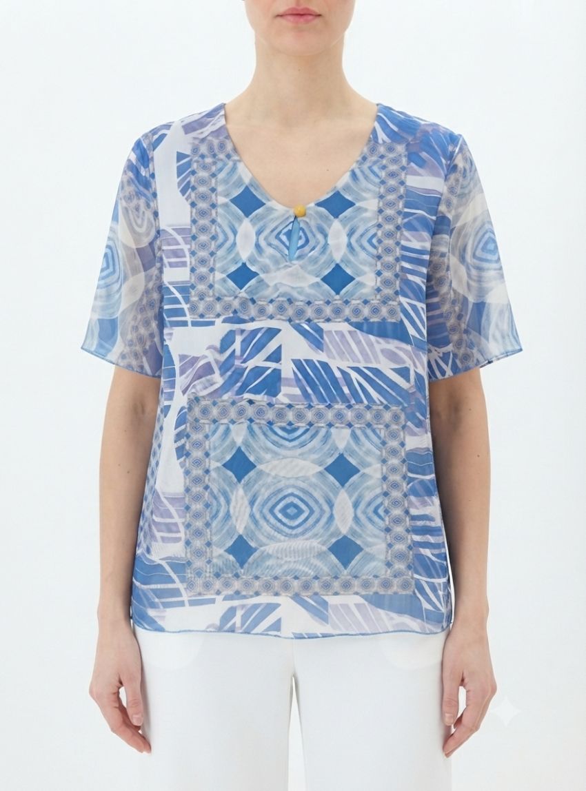 Camiseta tul manga corta azul de Nayat
