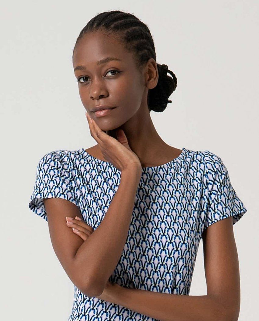 Vestido estampado azul y rosa de Surkana