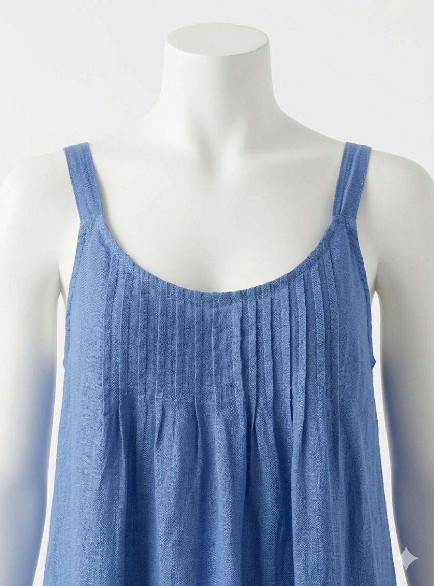 Vestido tirantes de lino azulon de WNT Collection