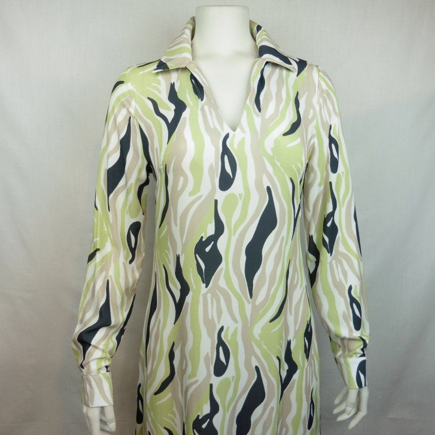 Vestido largo animal print cuello camisa de WNT Collection