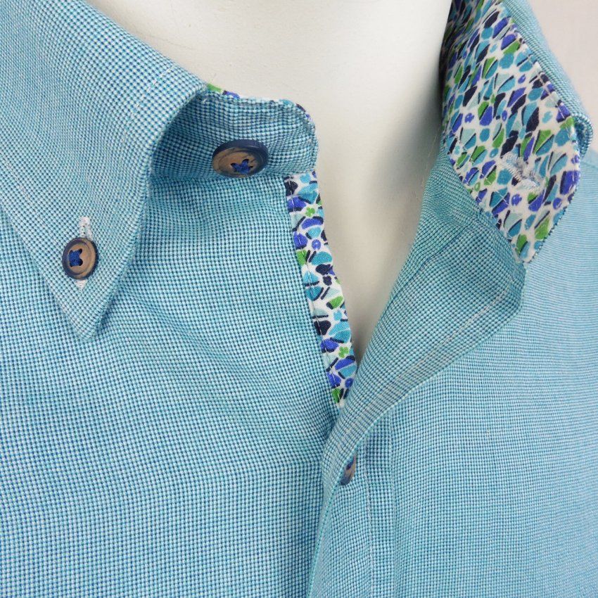 Camisa micro cuadrados turquesa de Corsare