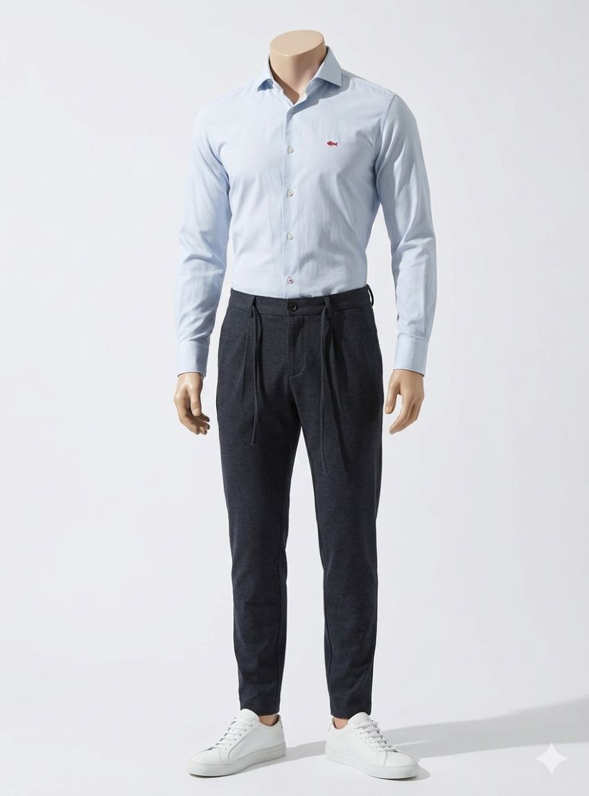 Camisa elástica celeste mini dibujo  de Dark & Fish