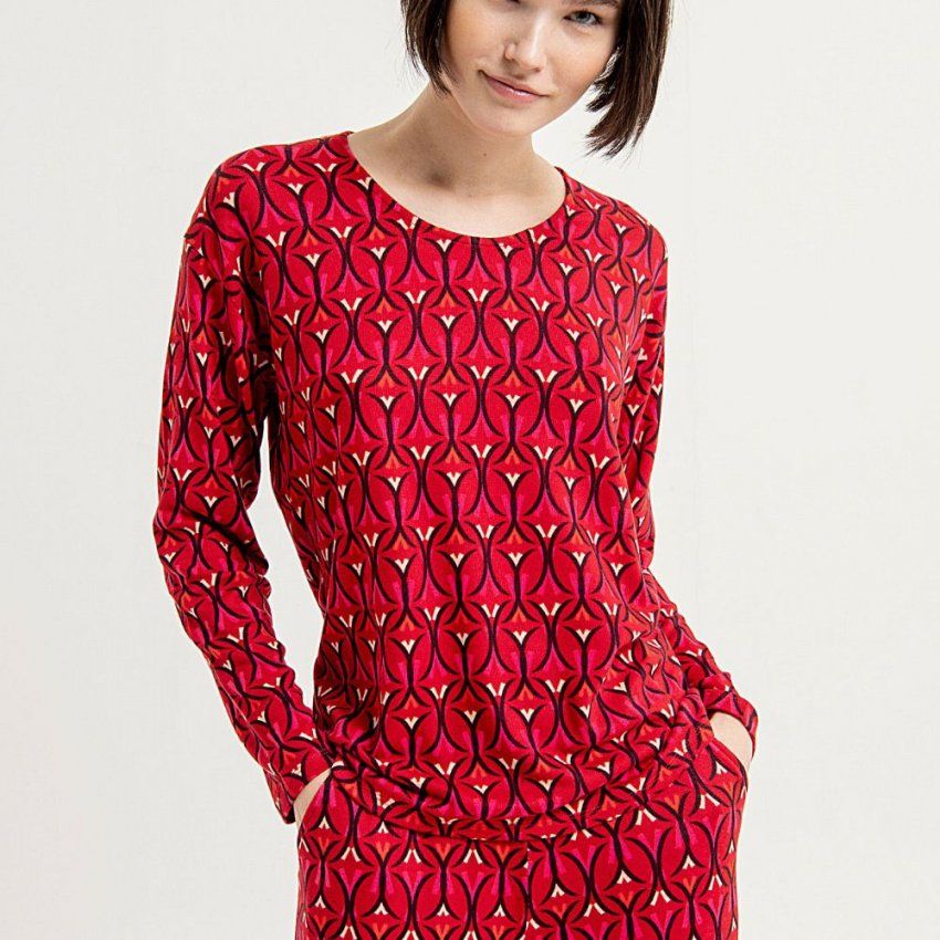 Jersey fino estampado rojo de Surkana