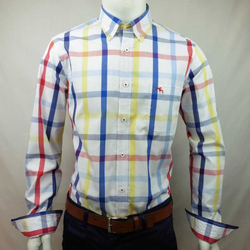 Camisa cuadros azul, rojo y amarillo de Dos Galgos
