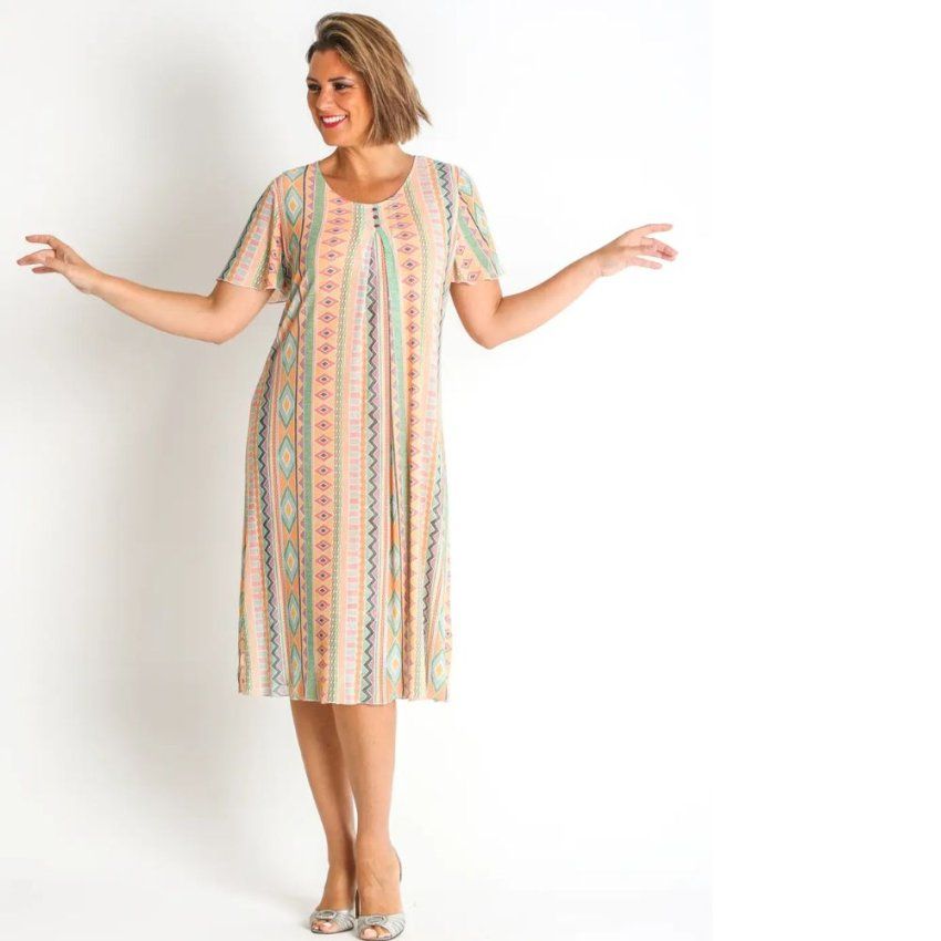 Vestido tul naranja y verde de Nayat
