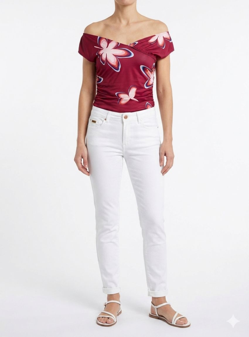 Camiseta drapeada estampada de WNT Collection