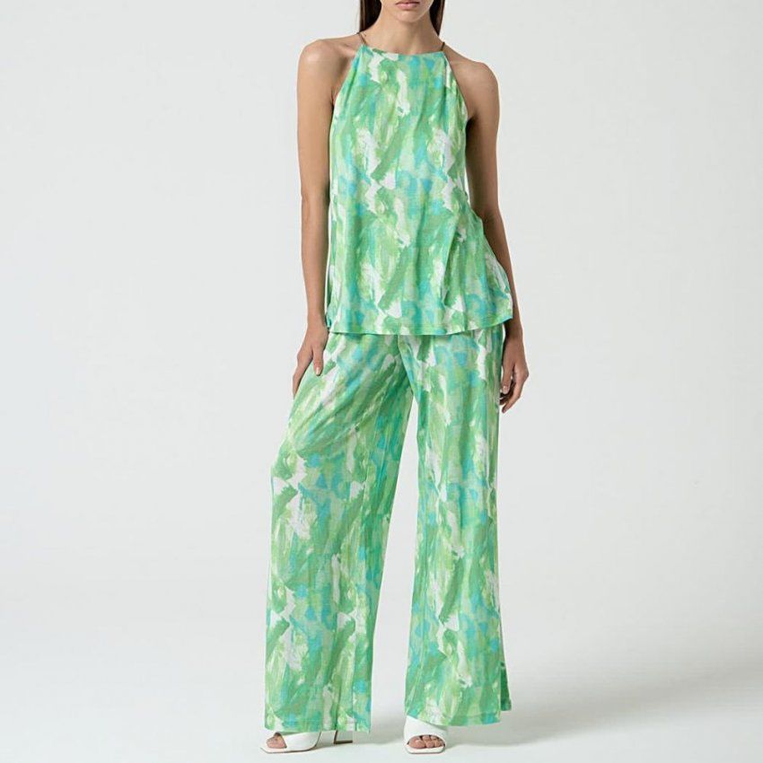 Top largo pinceladas verdes de Surkana