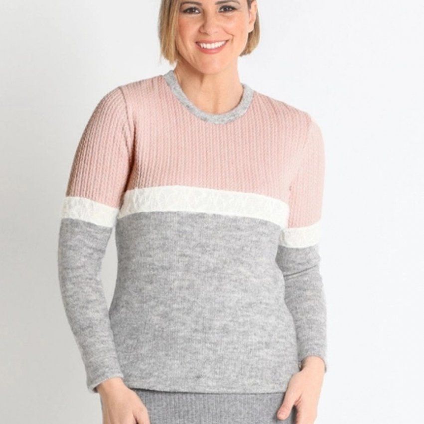 Jersey combinado gris y rosa de Lourdes Castillo