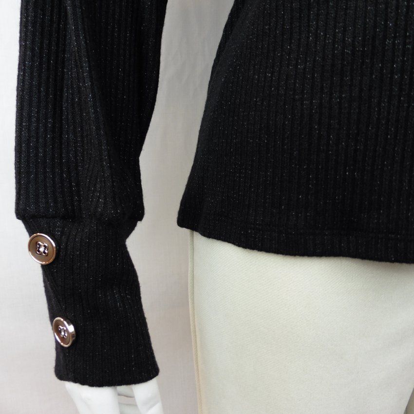 Jersey canalé negro lúrex  de Lourdes Castillo