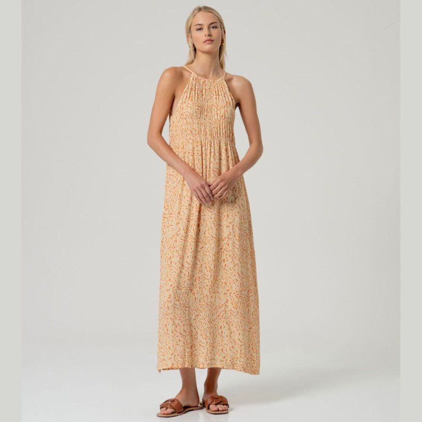 Vestido largo estampado salmón de Surkana