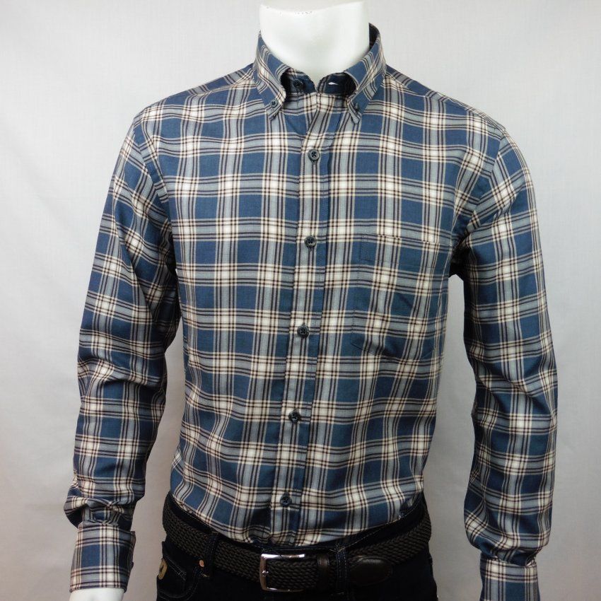 Camisa cuadros azul y marrón de Corsare