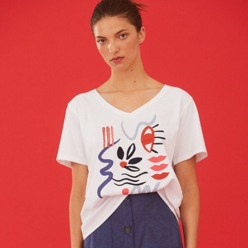 Camiseta blanco abstracto de WNT Collection