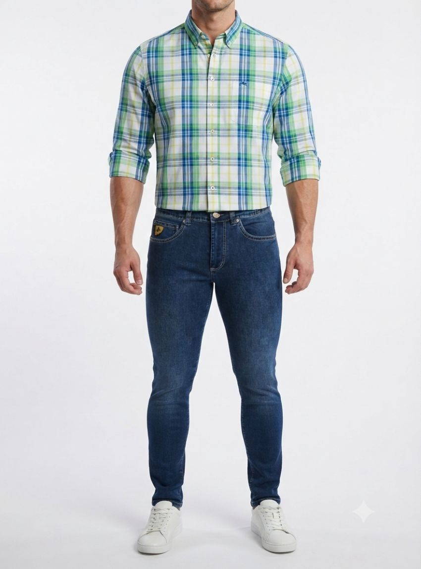 Camisa cuadros verdes de Dos Galgos