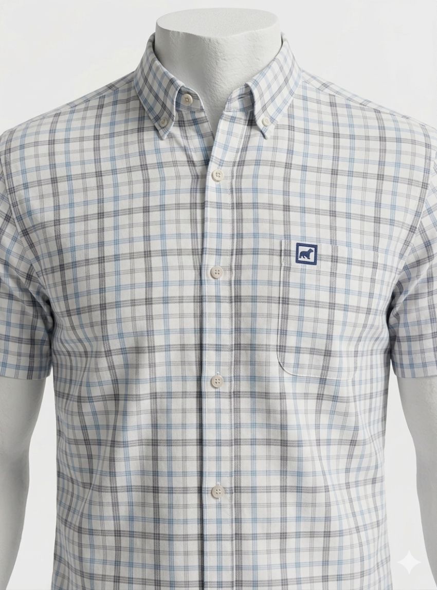 Camisa cuadros azul marino y turquesa de Dos Galgos