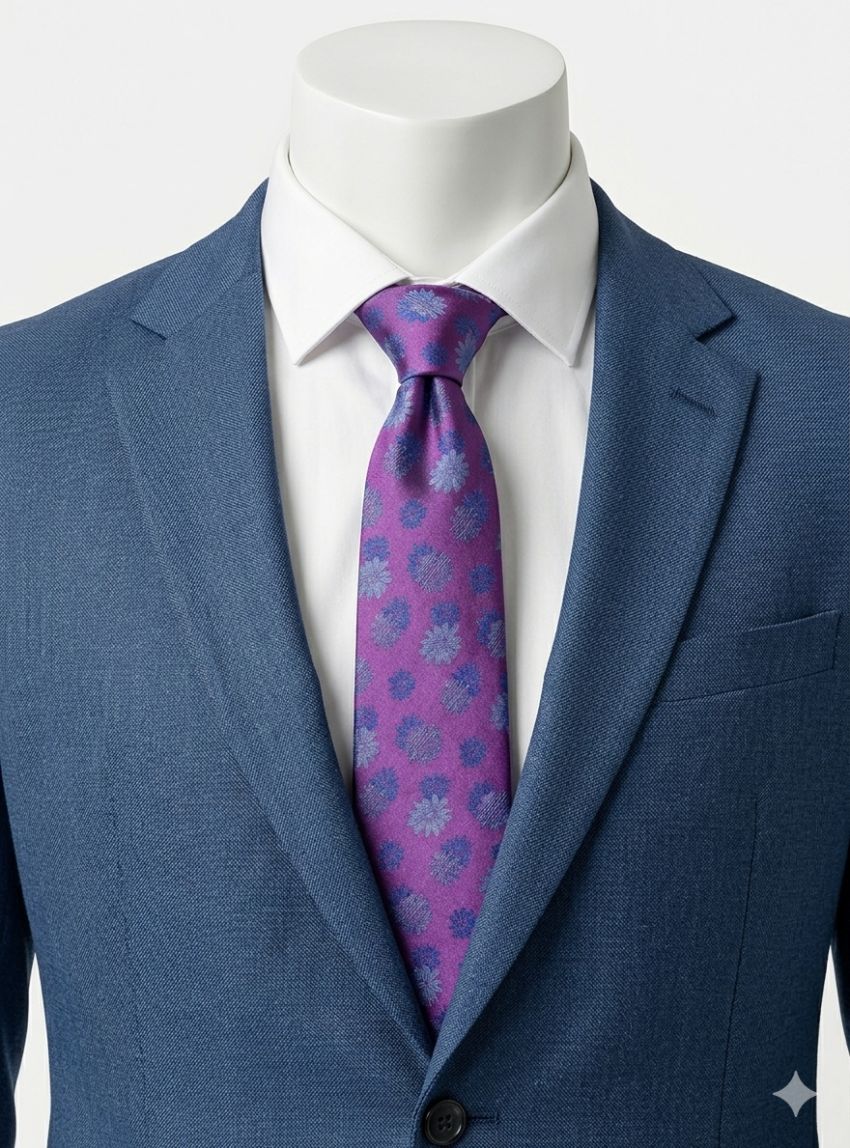 Traje azul tinta mini puntos de True Man