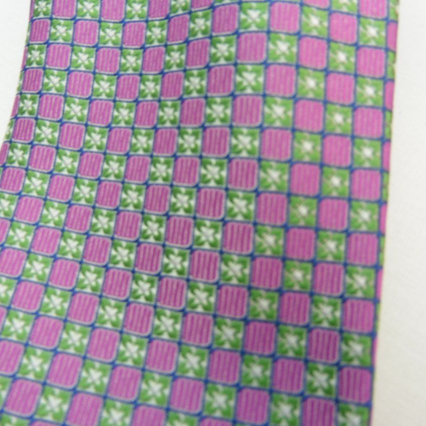 Corbata flores verdes y cuadrados rosas de Boccola