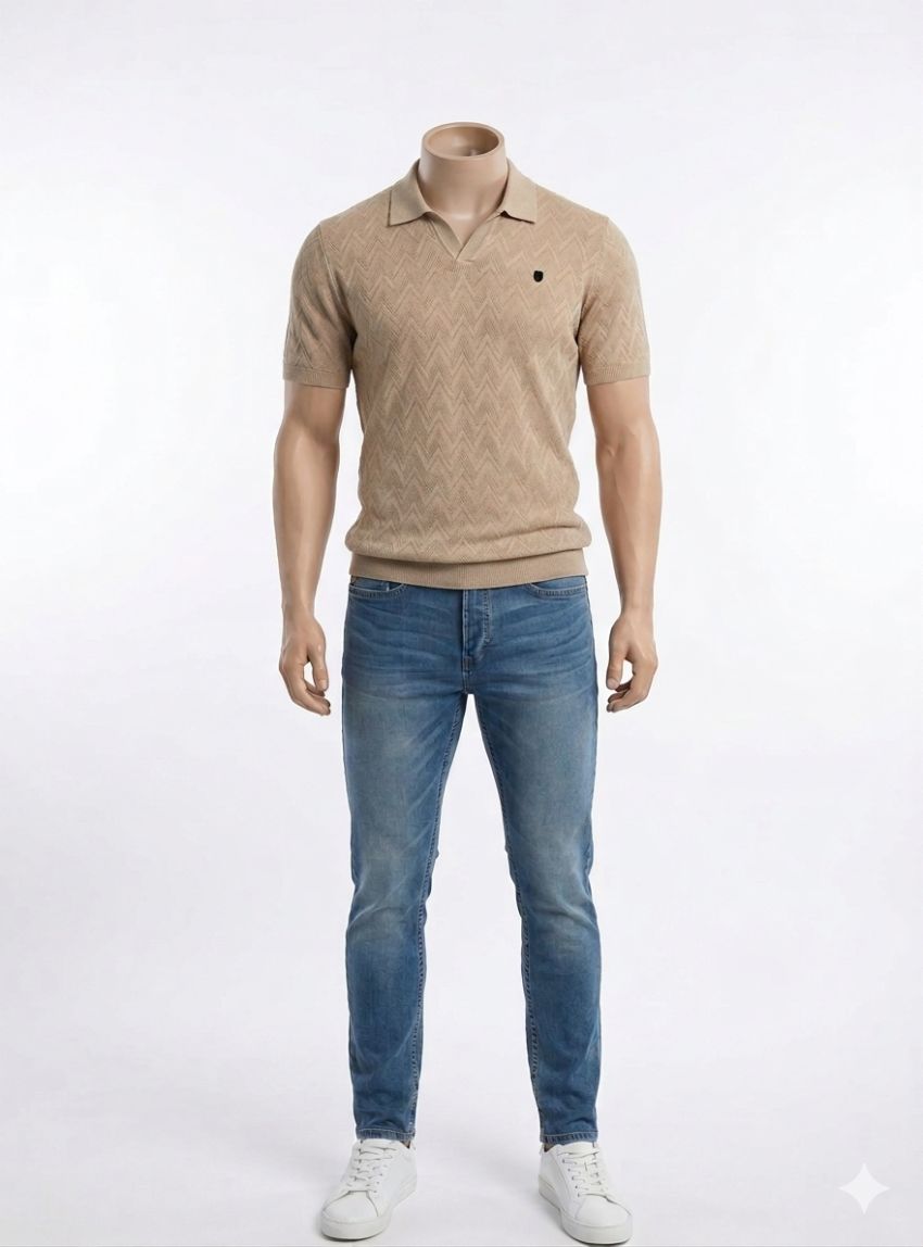 Polo beige de punto de Dark & Fish