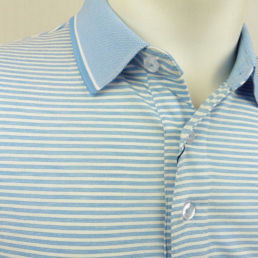 Polo rayas finas azul celeste de Dos Galgos