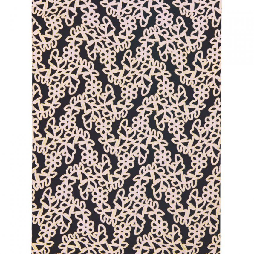 Pañuelo estampado blanco y negro con puntos ocre de Surkana
